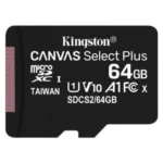 KINGSTON 64GB Canvas Select Plus MicroSDXC 100R A1 C10 Card + Adapter