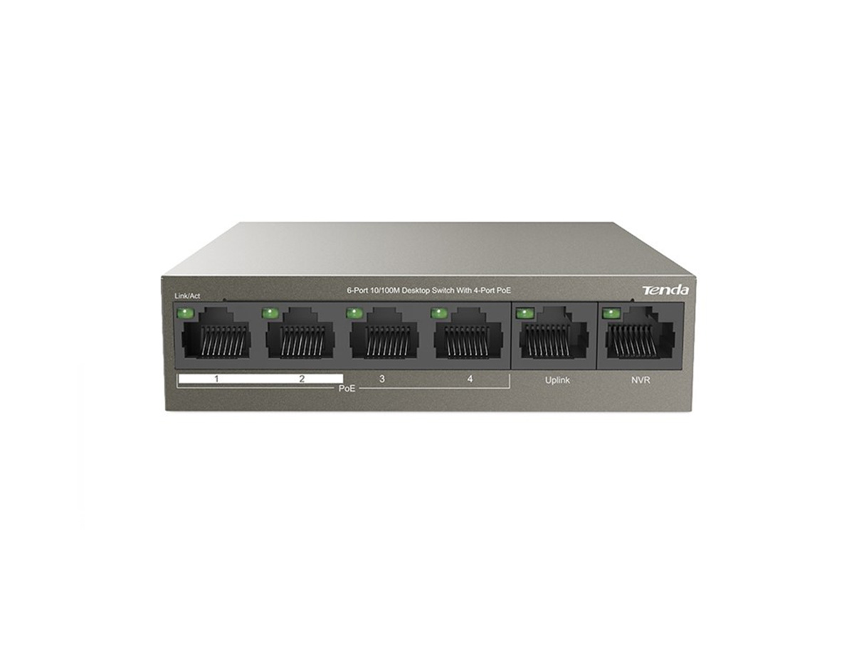 53206 TENDA TEF1106P-4-63W 4FE PoE Port (63W), 2FE Uplink Desktop Switch - KAR53206 - Görsel 1