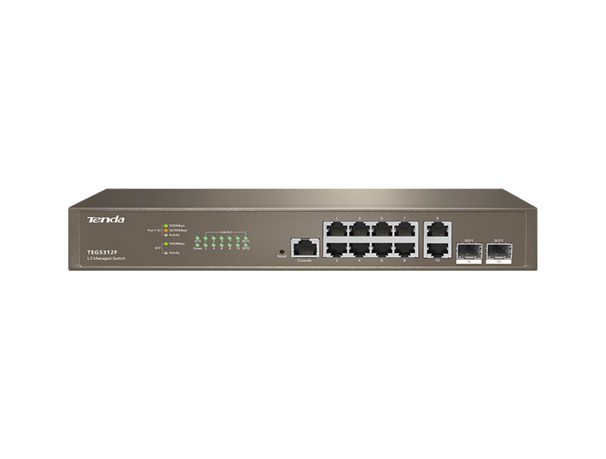 53786 TENDA TEG5312F 8GE Port, 2GE Uplink, 2xSFP L3 Yönetilebilir Switch - KAR53786 - Görsel 1