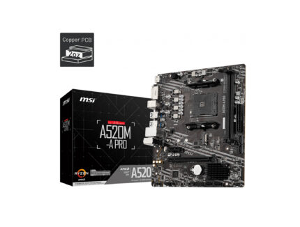 MSI A520M-A PRO AM4 DDR4 4600(OC) DVI HDMI M.2 USB3.2 mATX - KAR52352