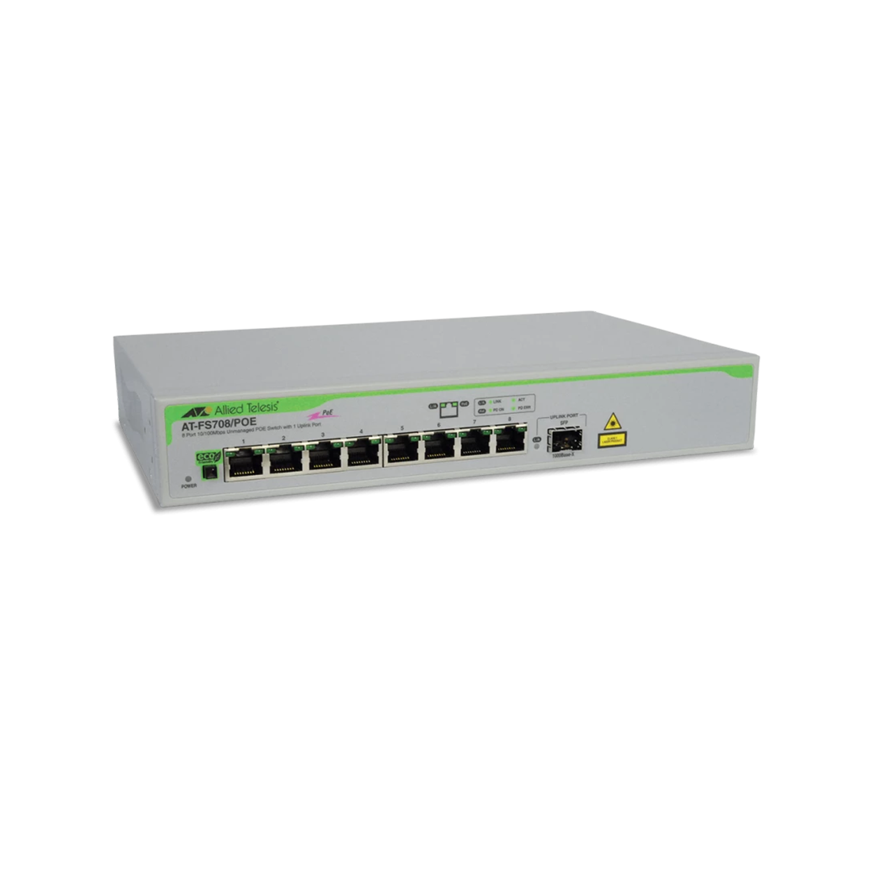 QsZ7ZvXCtEgrhiDJRKXUmPUlTywLZVw5hIz0Vnol ALLIED TELESIS AT-FS708/POE-50 8FE port (8xPoE 65W), 1xSFP Yönetilemez Switch - KAR39029 - Görsel 1