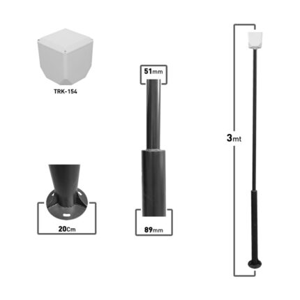 KameraKutusu TRK-300-X+154 3 Metre Metal Kamera Direği Siyah 89x51x2MM (TRK-154) - KAR60362
