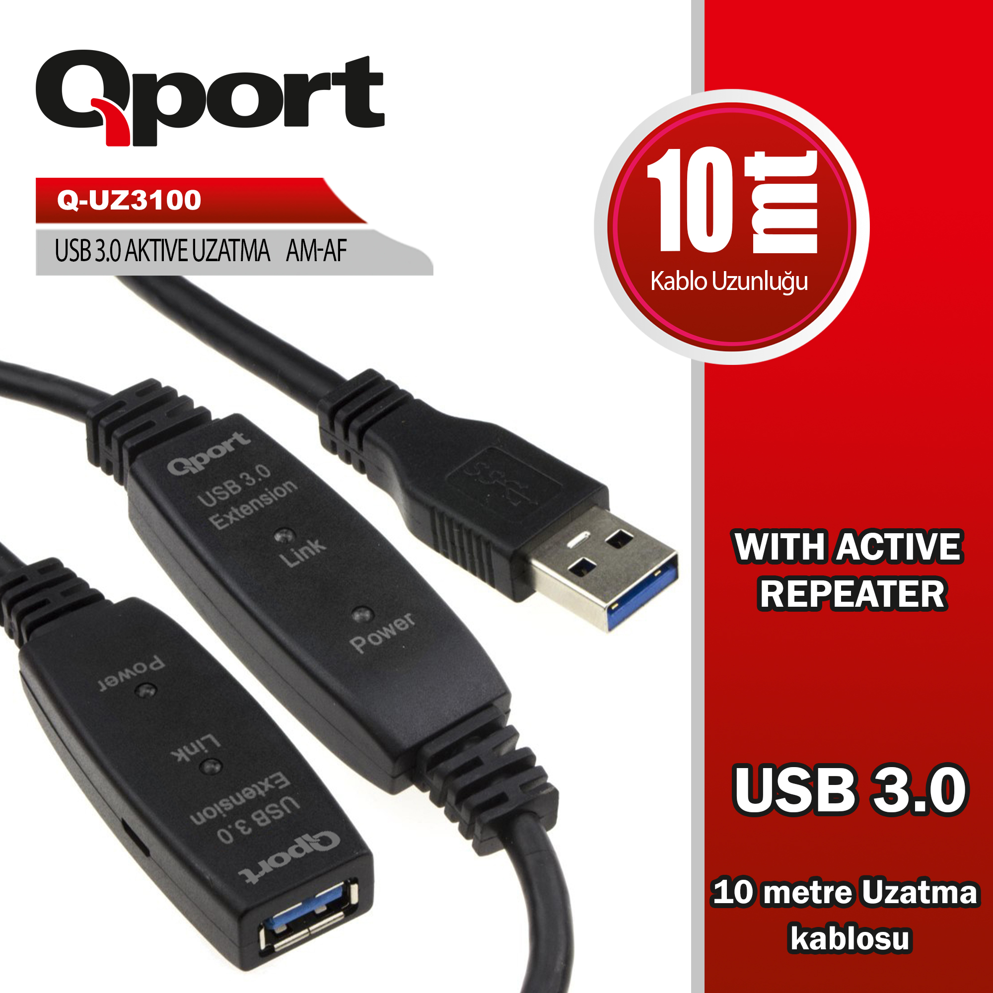 0LUNp9PlyILjH5JTZtZDAMZLnZs0EWpdfWmV2k19 QPORT 10M USB3.0 AKTİF UZATMA KABLOSU REPEATERLI (Q-UZ3100) - KAR62192 - Görsel 1