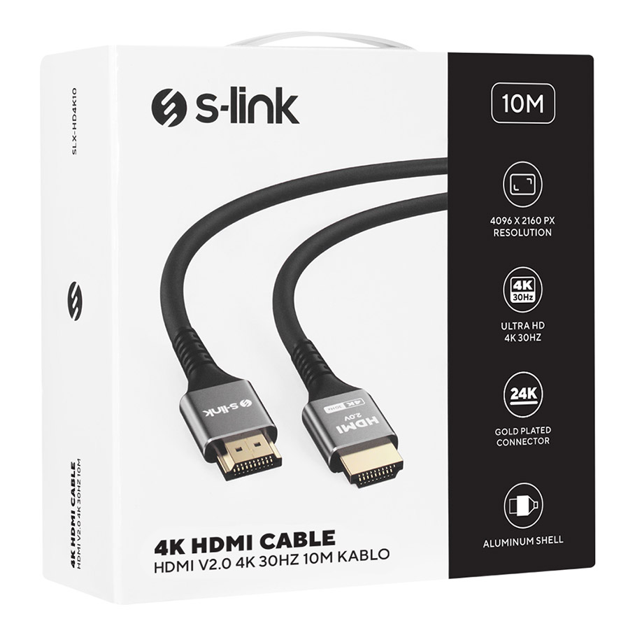 wn7o5JcEFJhm35uIMqD3DzAE5kKbJ2Jygn3XrczV S-LINK SLX-HD4K10 19+1 HDMI to HDMI 10m Metal v2.0 4K (4096*2160) 30Hz Kablo - KAR58550 - Görsel 1