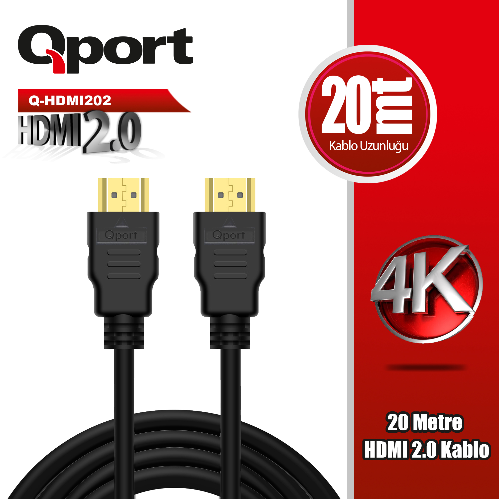 8XY33gIpQh5noINLhUp5X6VjWlHKoQ2KtKWA1sPM QPORT 20M HDMI 2.0 VERSİYON 4K 60HZ KABLO (Q-HDMI202) - KAR62160 - Görsel 1